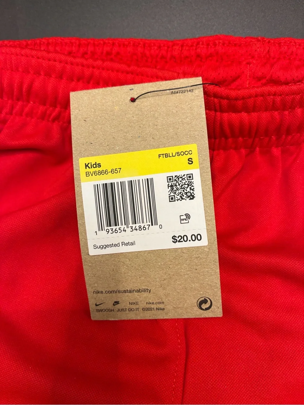 Kids Nike Red Athletic “Dri-FIT” Training Shorts Soccer Football Size S (8-10)